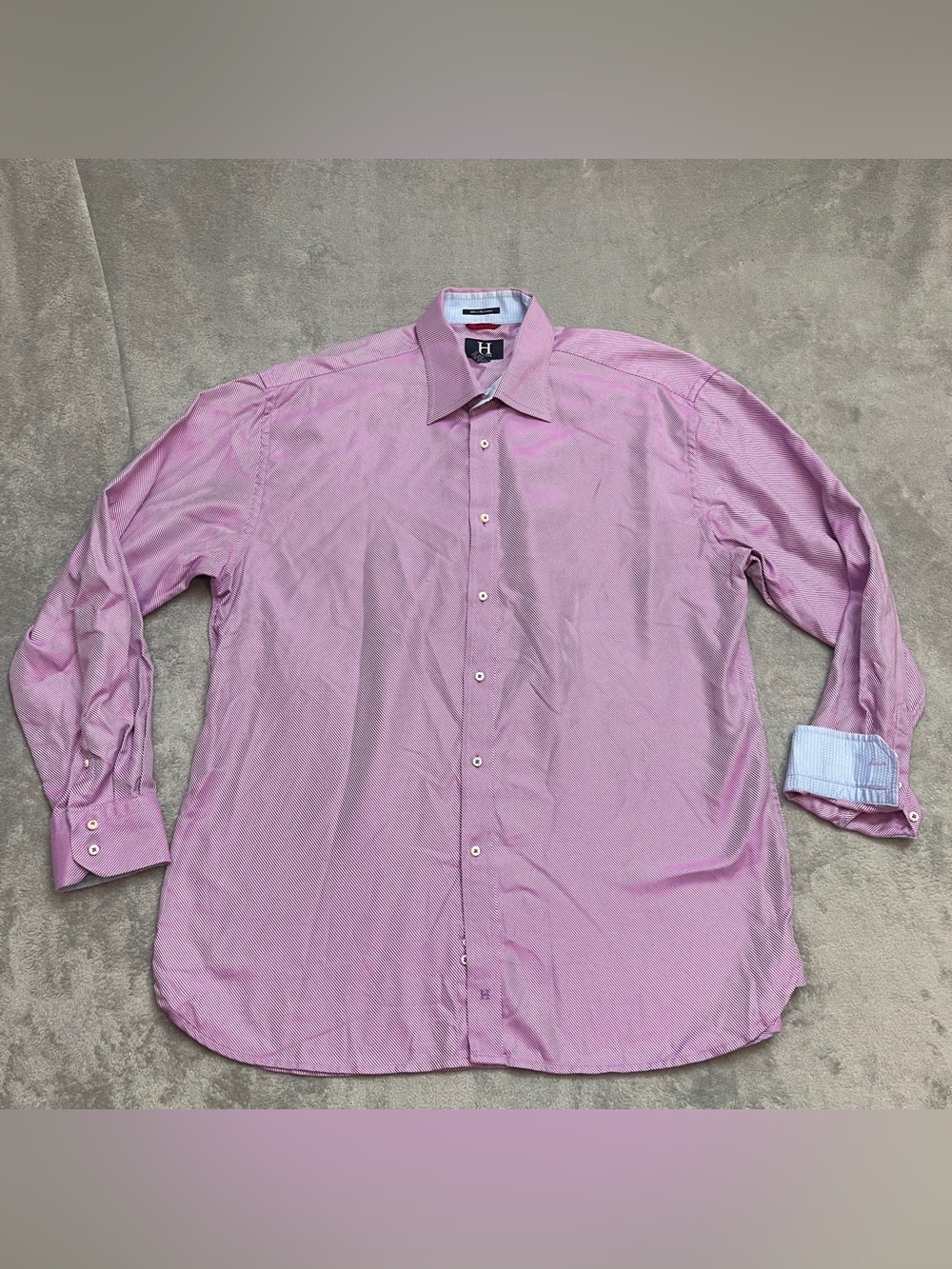 TOMMY HILFIGER Vintage Men's Purple 100's 2 Ply Pinpoint Dress Button Shirt XXL